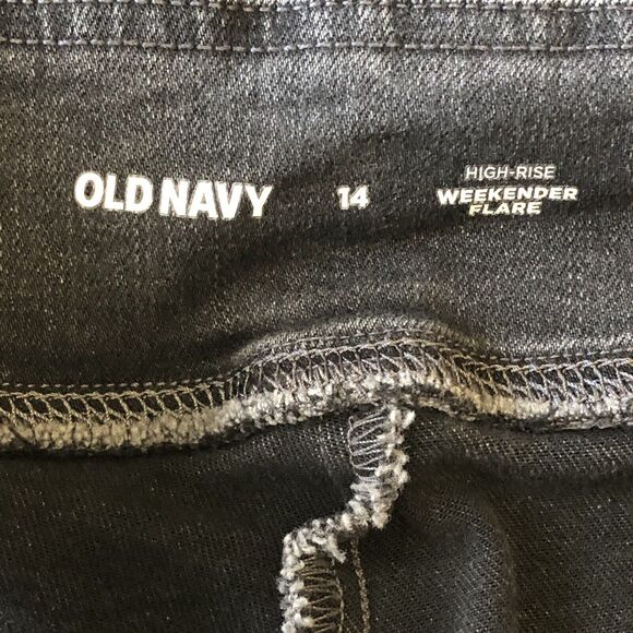 Old Navy Women’s Black High Rise Weekender Flare Pull On Stretch Jeans Size 14 - Picture 3 of 13